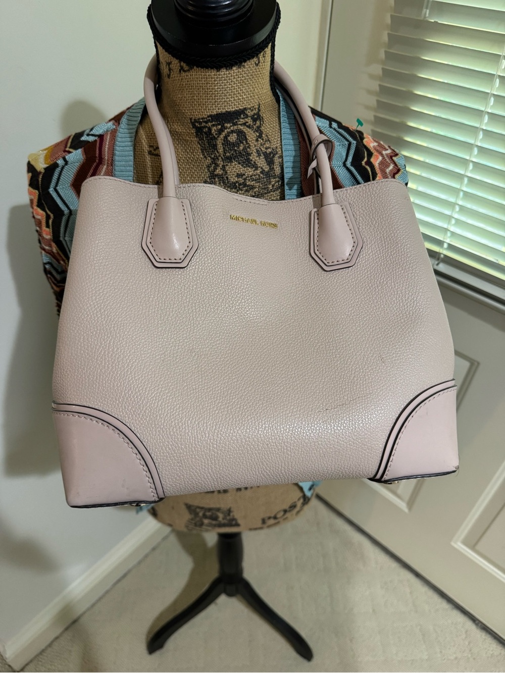 Michael Kors Pale Pink Pebbled Leather Satchel